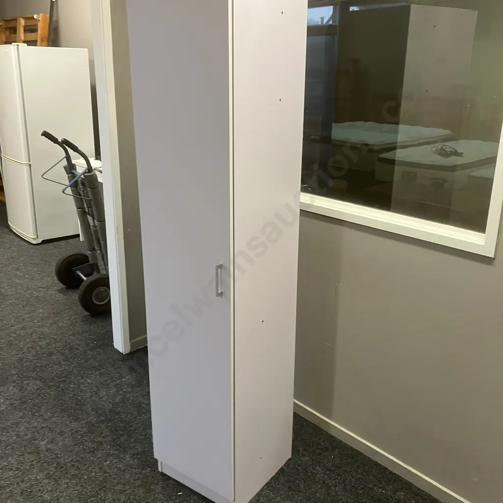 White Single LH Door Cupboard, Rectangular Handles. H181 W40 D42cm Image 1++