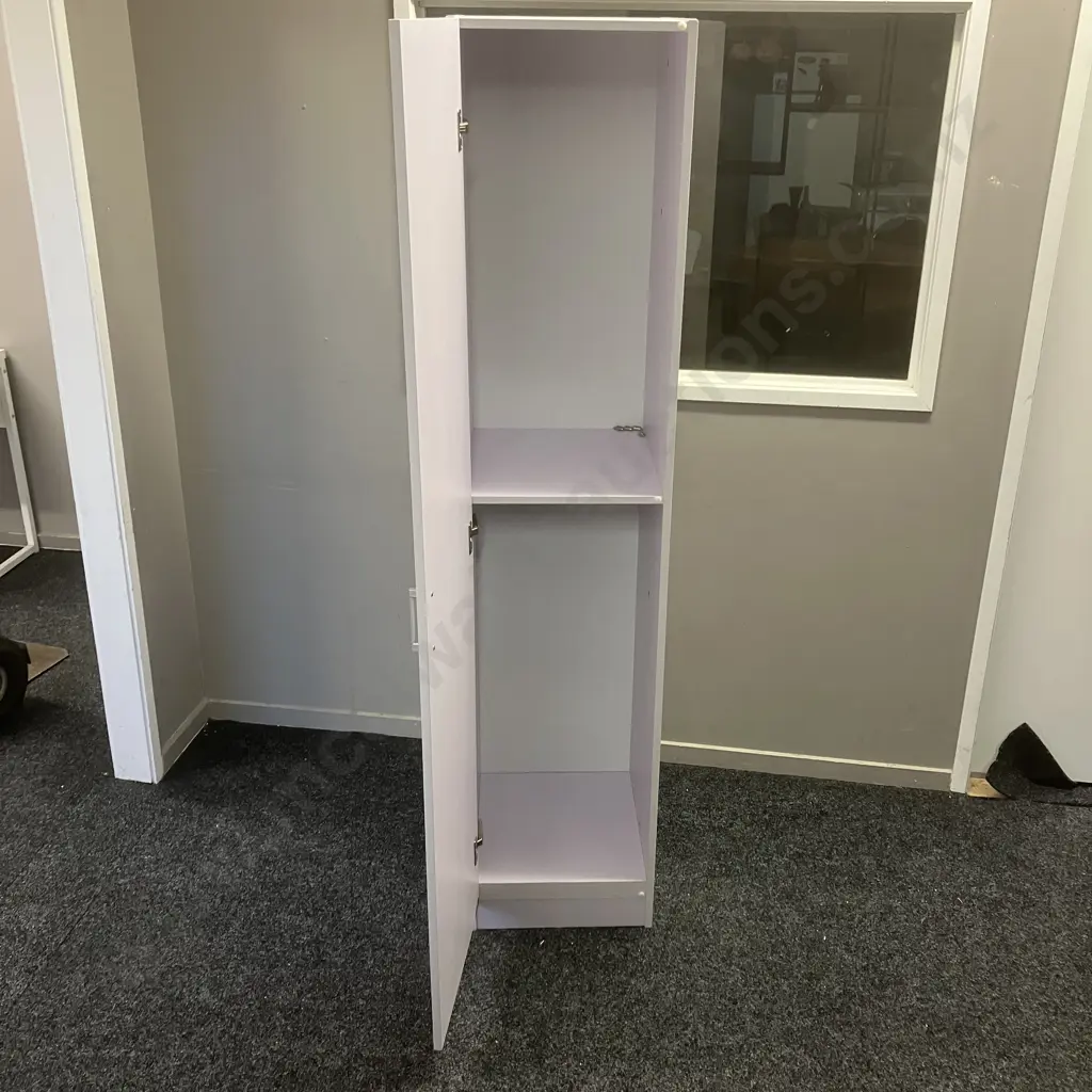 White Single LH Door Cupboard, Rectangular Handles. H181 W40 D42cm Image 1++
