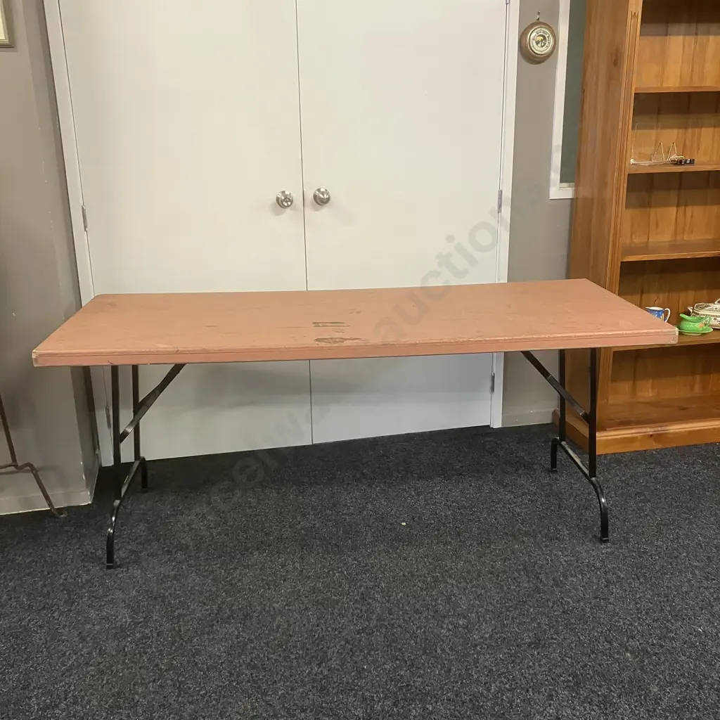 Vintage Fredman, Onehunga 1.8M Trestle Table - Pink Image 1++