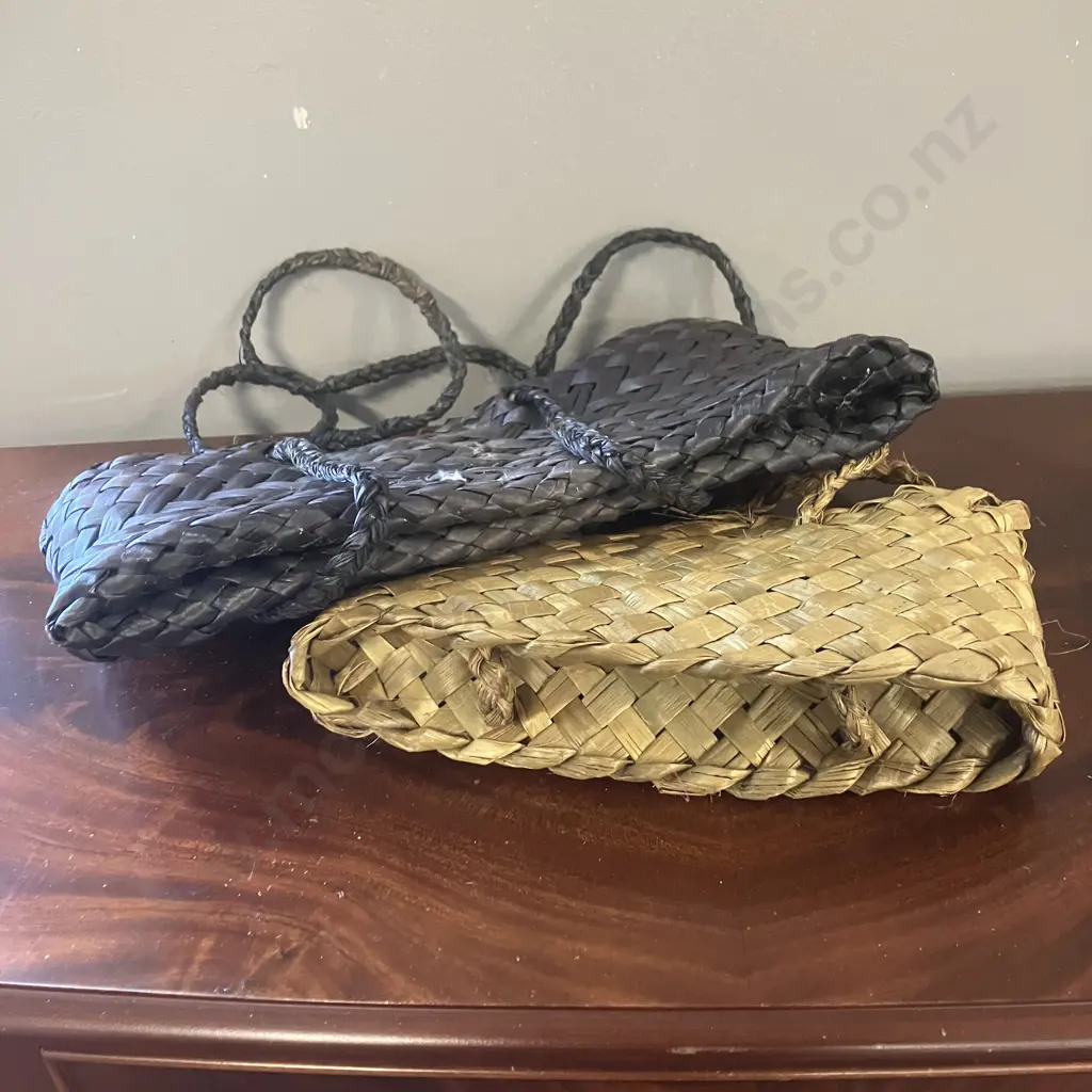 Pair of Vintage Small Flax Bags Image 1++