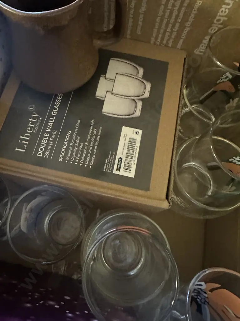 Glass Trifle Bowl, Liberty Double Wall Glasses, Temuka Jug Etc Image 1++