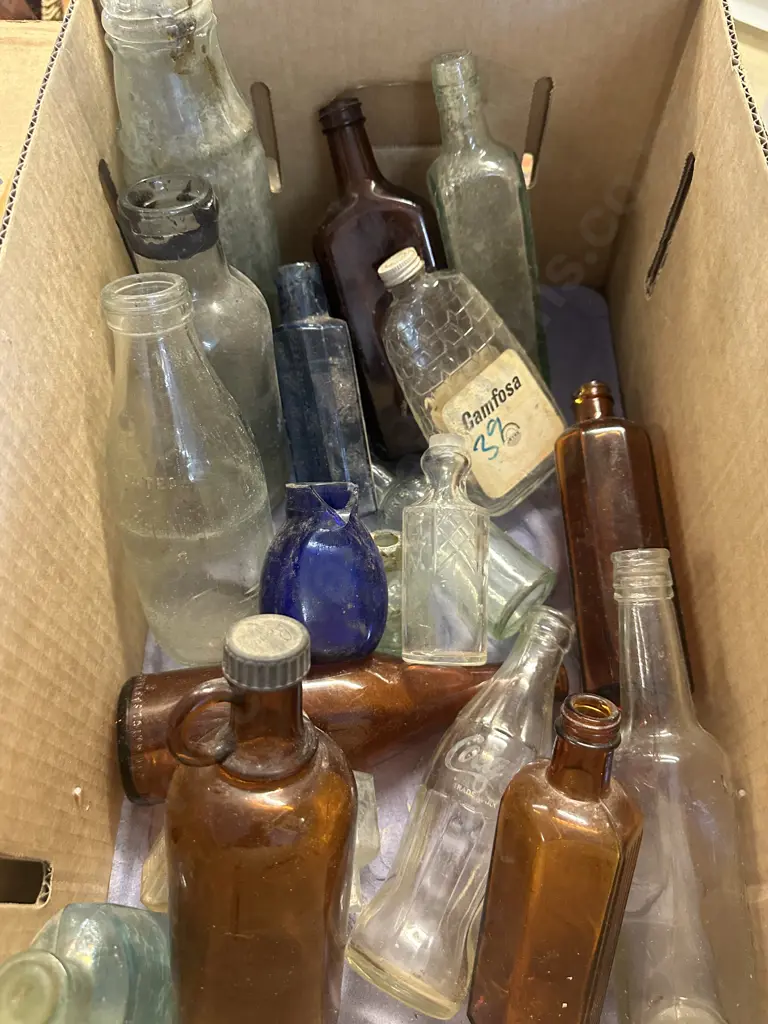 Box Lot Of Vintage Bottles Image 1++