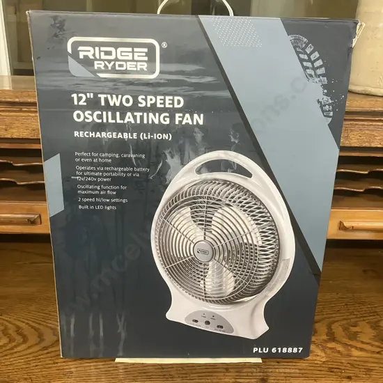 Ridge Ryder 12" Two Speed Oscillating Fan Rechargeable (Li-Ion)