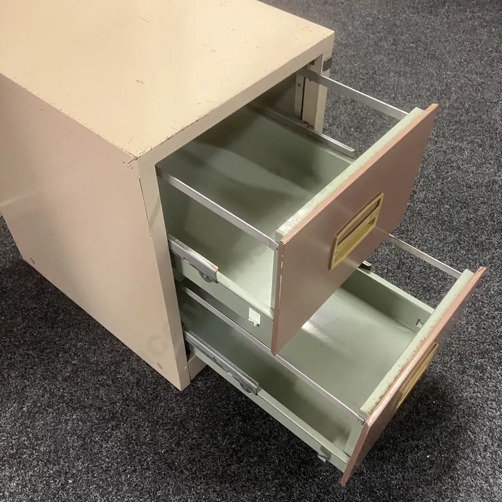 Vintage Precision 2 Drawer Filing Cabinet Image 1++