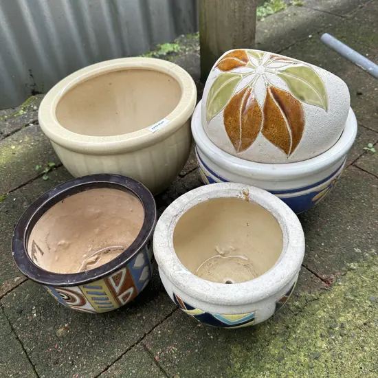 Assorted Garden Pots x 5 - Mosaic Look Etc