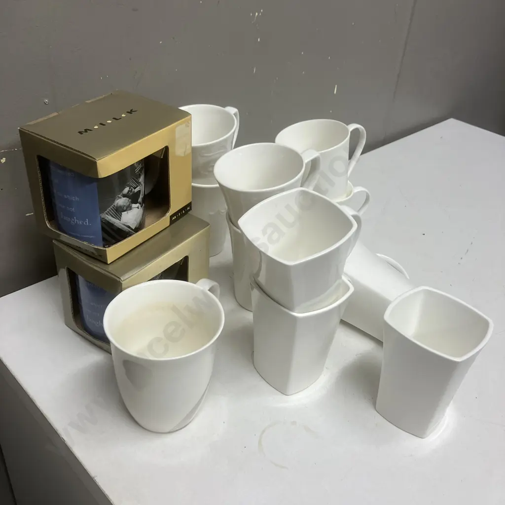 Assorted White Cups Includes Hampton & Maison & Maxwell Williams Image 1++