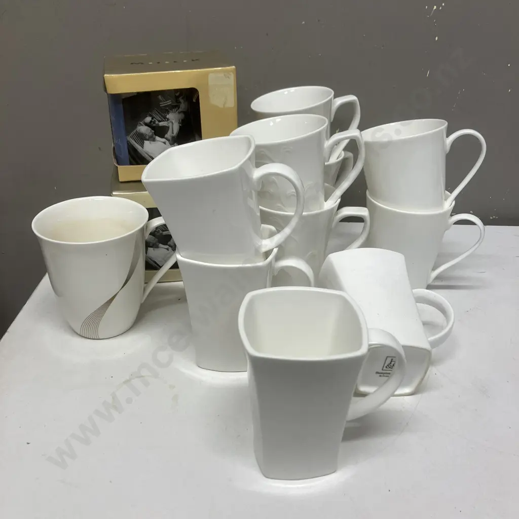 Assorted White Cups Includes Hampton & Maison & Maxwell Williams Image 1++