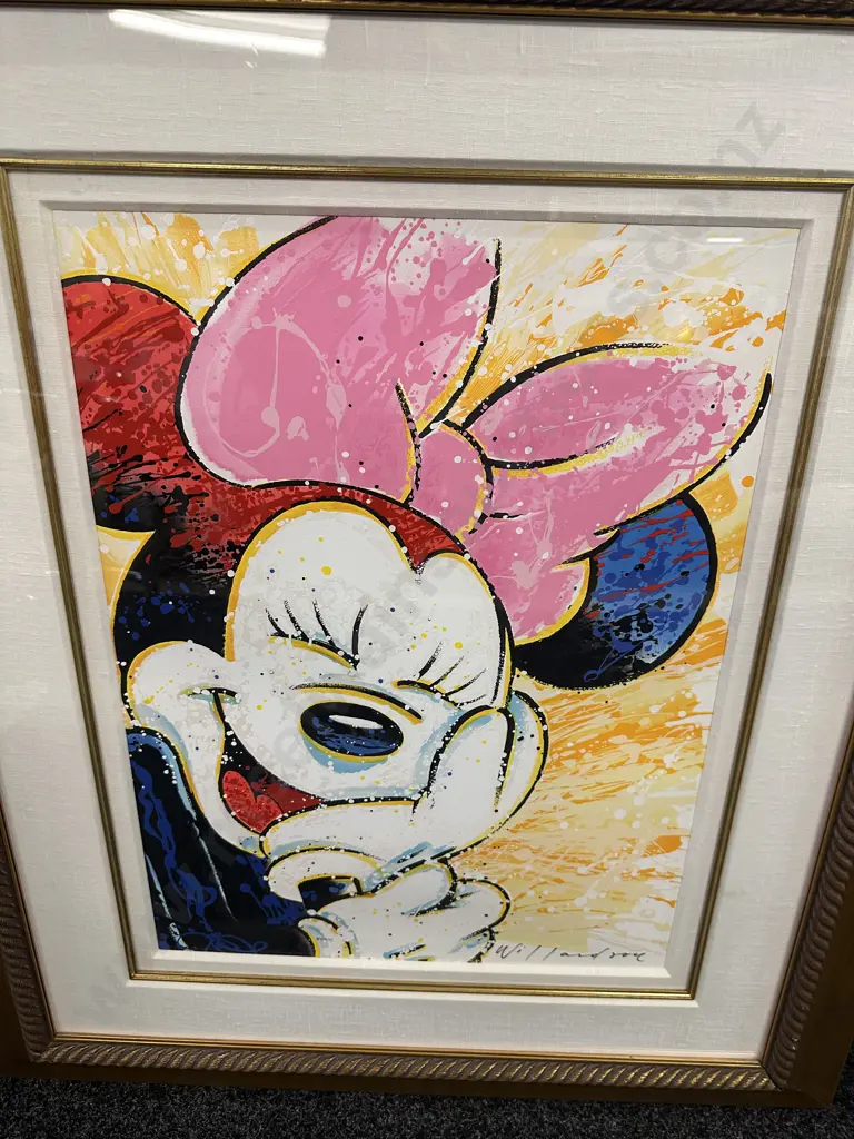 David Willardson 'In The Pink' Signed Limited Edition 84/495 Minnie Mouse Walt Disney Art 98x83cm. Image 1++