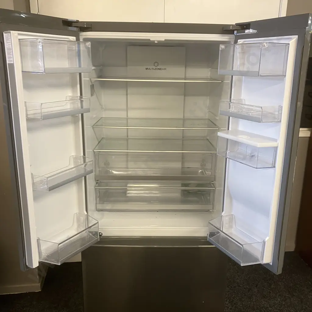 Haier 489L French Door Frost Free Fridge Freezer With Water Dispenser - Satina Silver, Model HRF520FHS Image 1++