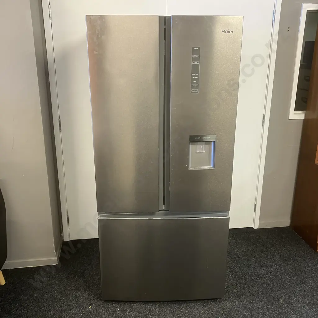 Haier 489L French Door Frost Free Fridge Freezer With Water Dispenser - Satina Silver, Model HRF520FHS Image 1++