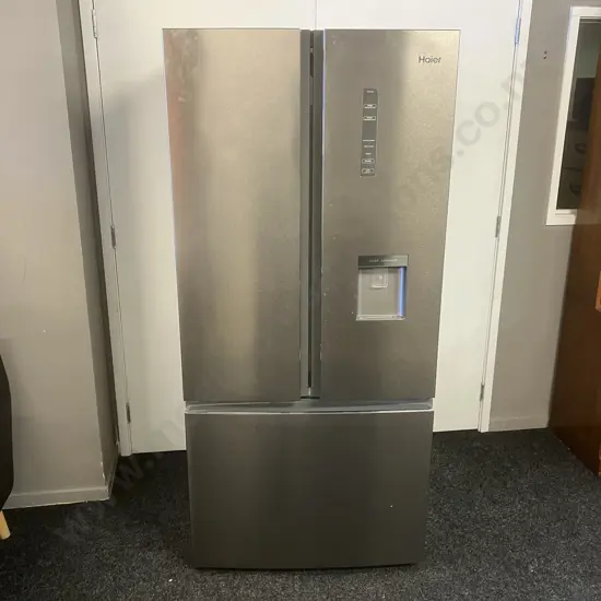 Haier 489L French Door Frost Free Fridge Freezer With Water Dispenser - Satina Silver, Model HRF520FHS