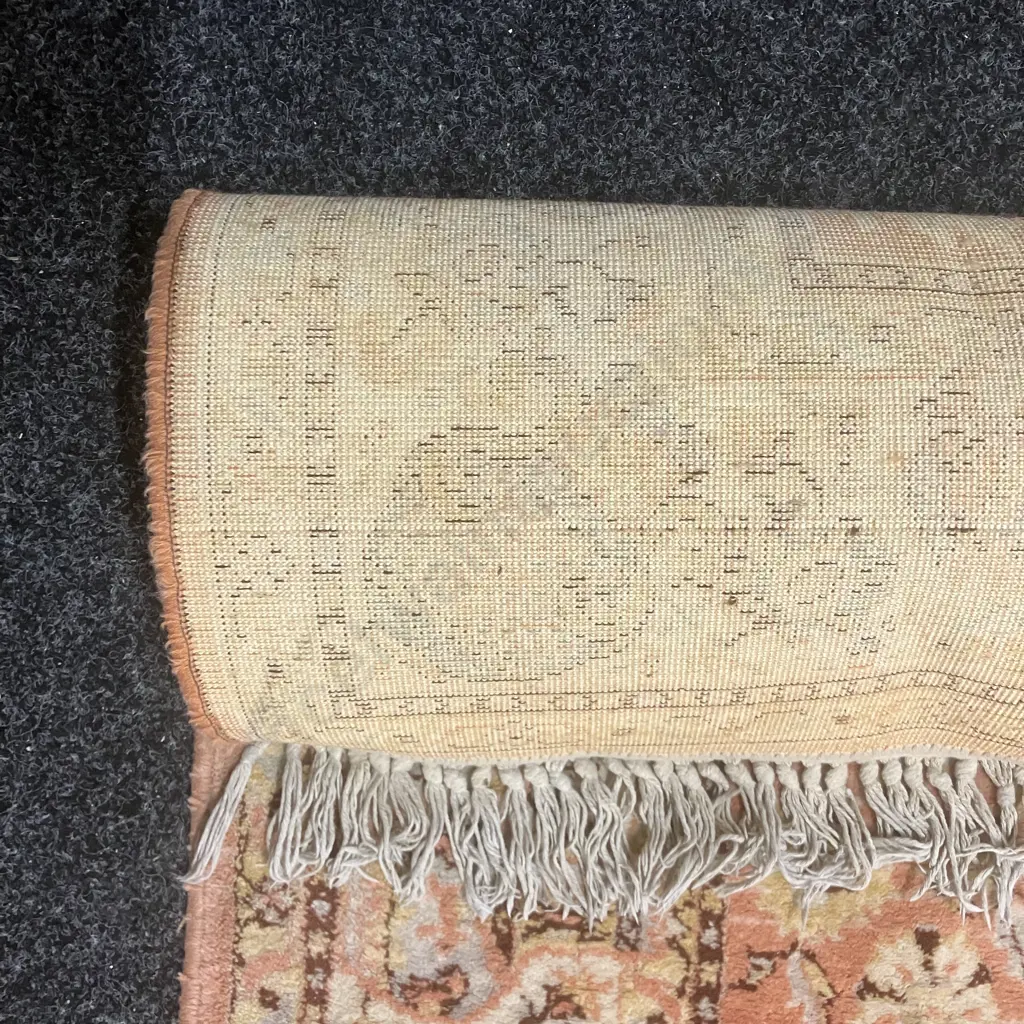 Vintage Floor Rug Pink & Brown Tones. 204 x 138cm Image 1++