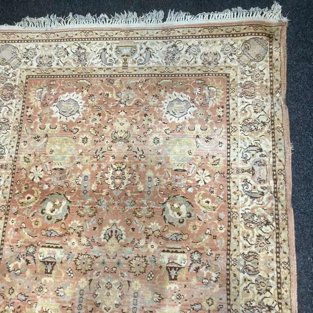 Vintage Floor Rug Pink & Brown Tones. 204 x 138cm Image 1++