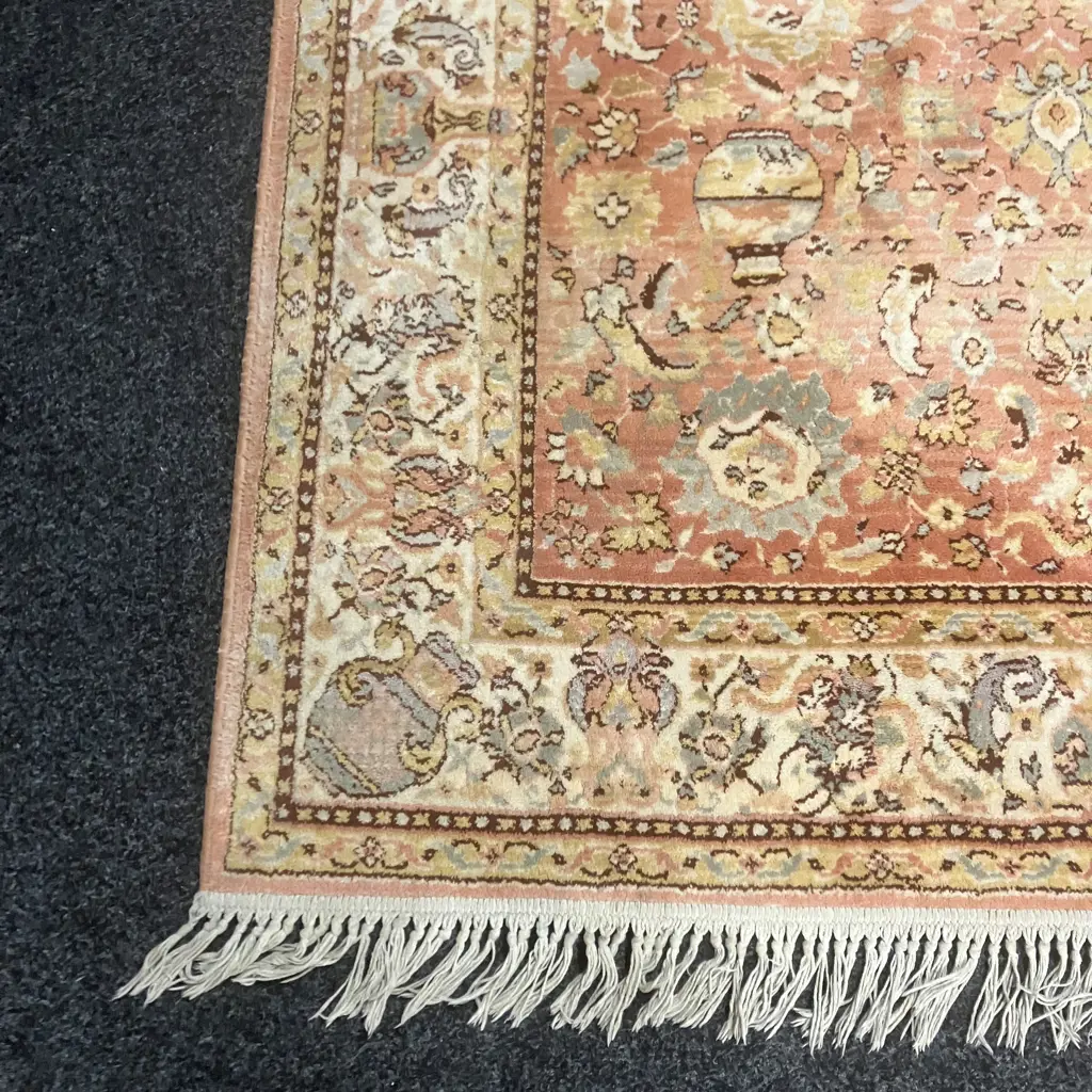 Vintage Floor Rug Pink & Brown Tones. 204 x 138cm Image 1++