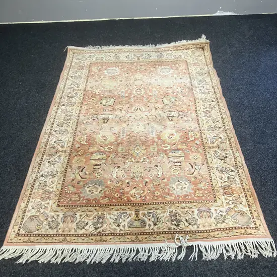 Vintage Floor Rug Pink & Brown Tones. 204 x 138cm