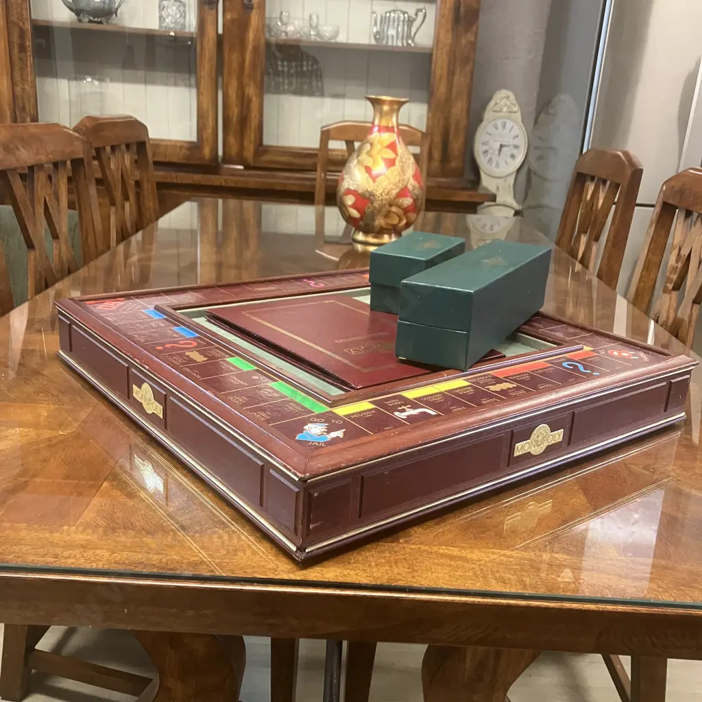 1991 Franklin Mint MONOPOLY Game Collector's Edition Deluxe Wood Board - Incomplete Image 1++