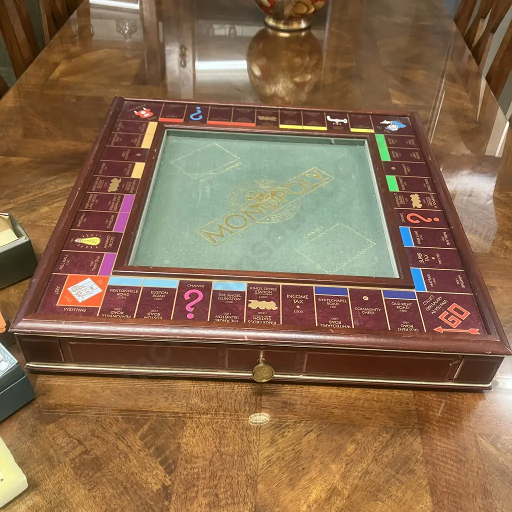 1991 Franklin Mint MONOPOLY Game Collector's Edition Deluxe Wood Board - Incomplete Image 1++
