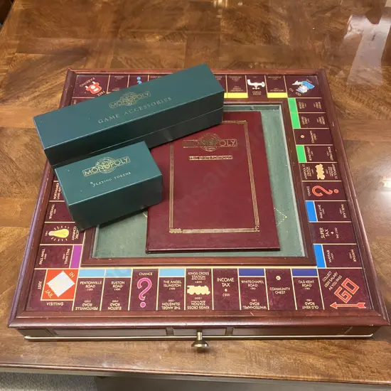1991 Franklin Mint MONOPOLY Game Collector's Edition Deluxe Wood Board - Incomplete