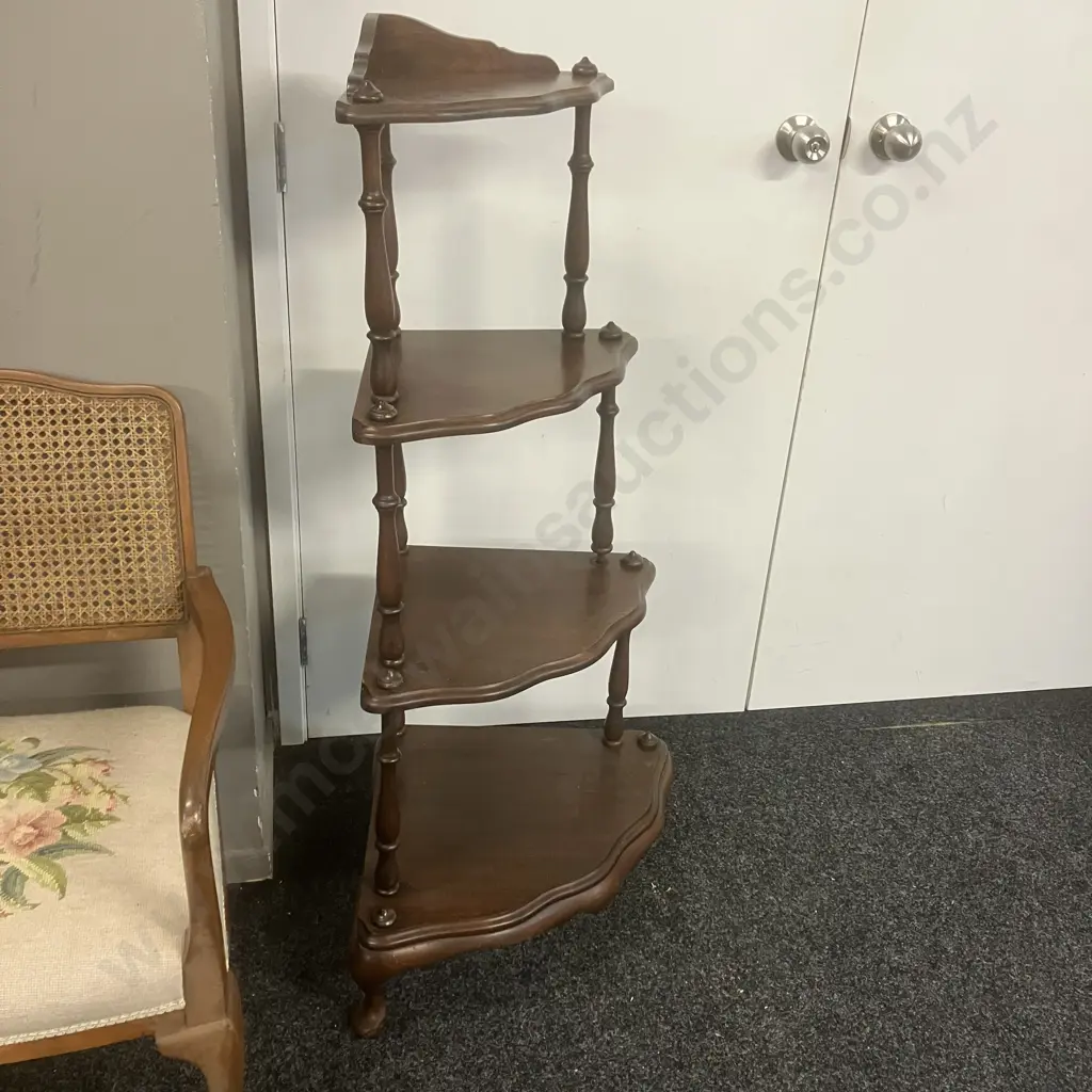 Mahogany Whatnot Four Tier Corner Shelf. H120 W65 D47cm Image 1++