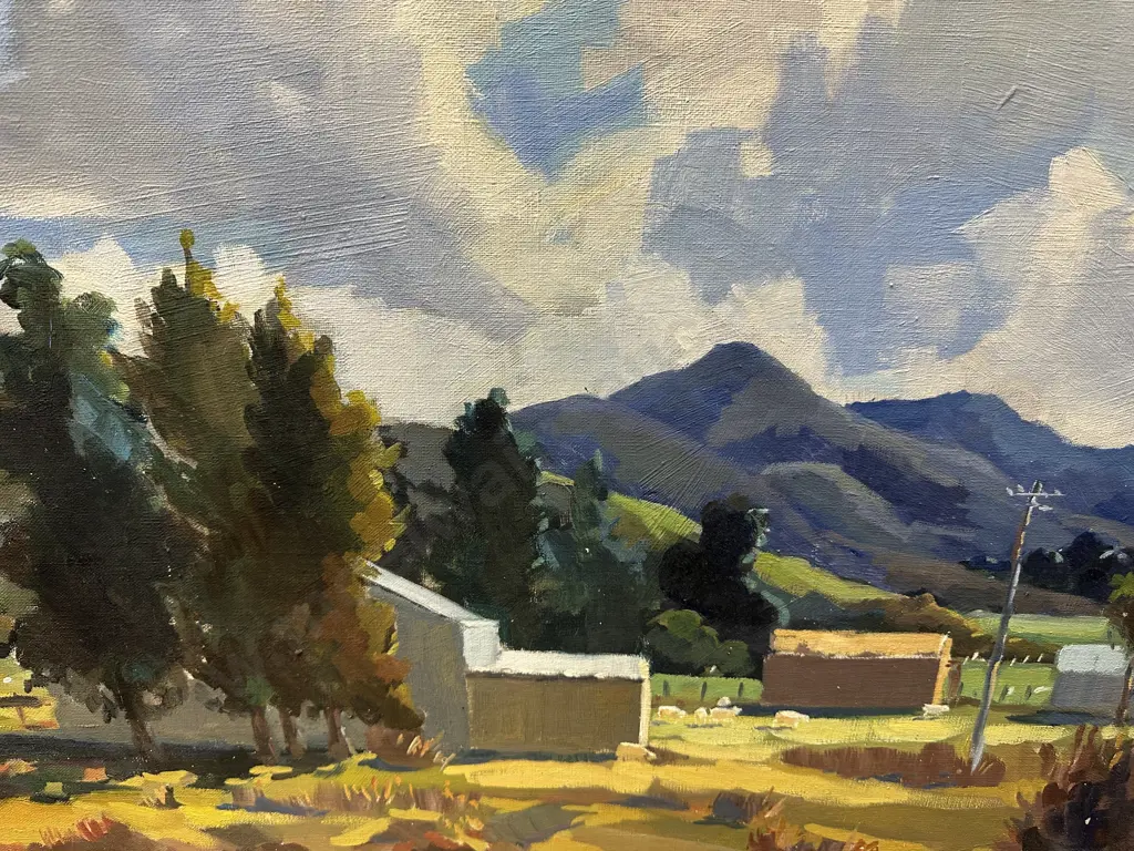 Violet Watson 'Taupiri' Landscape Framed Original Oil On Board. H72,W82cm. Image 1++