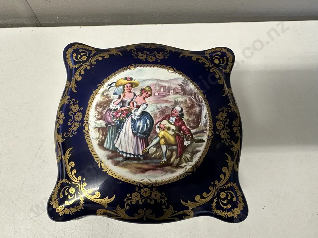 Vintage Italian Cobalt Blue With Gold Trim Trinket Dish. H7 W15 D15cm Image 1++