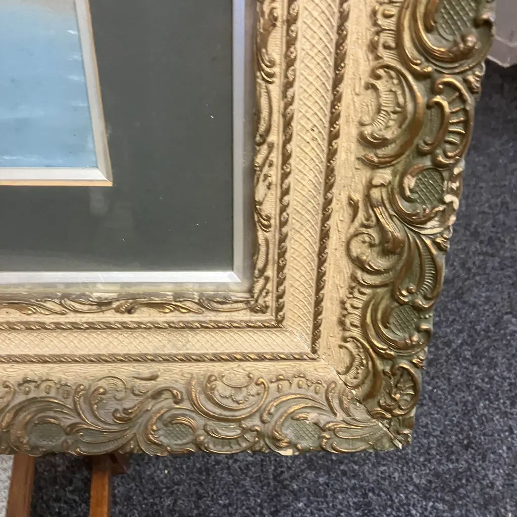 Coastal Painting In An Ornate Antique Frame. 54 x 83cm Image 1++
