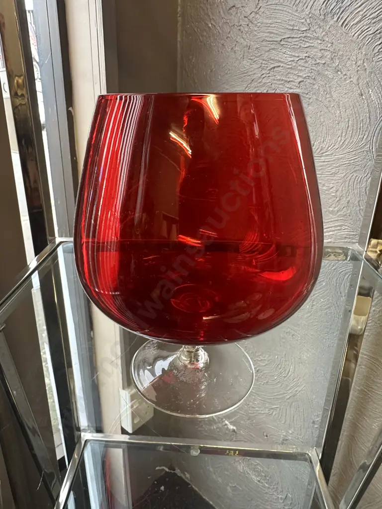 Vintage Red Brandy Balloon Glass H19cm. Image 1++