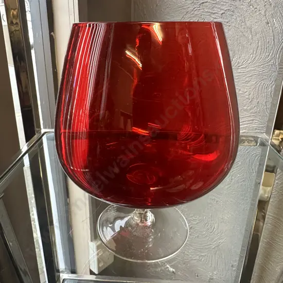 Vintage Red Brandy Balloon Glass H19cm.