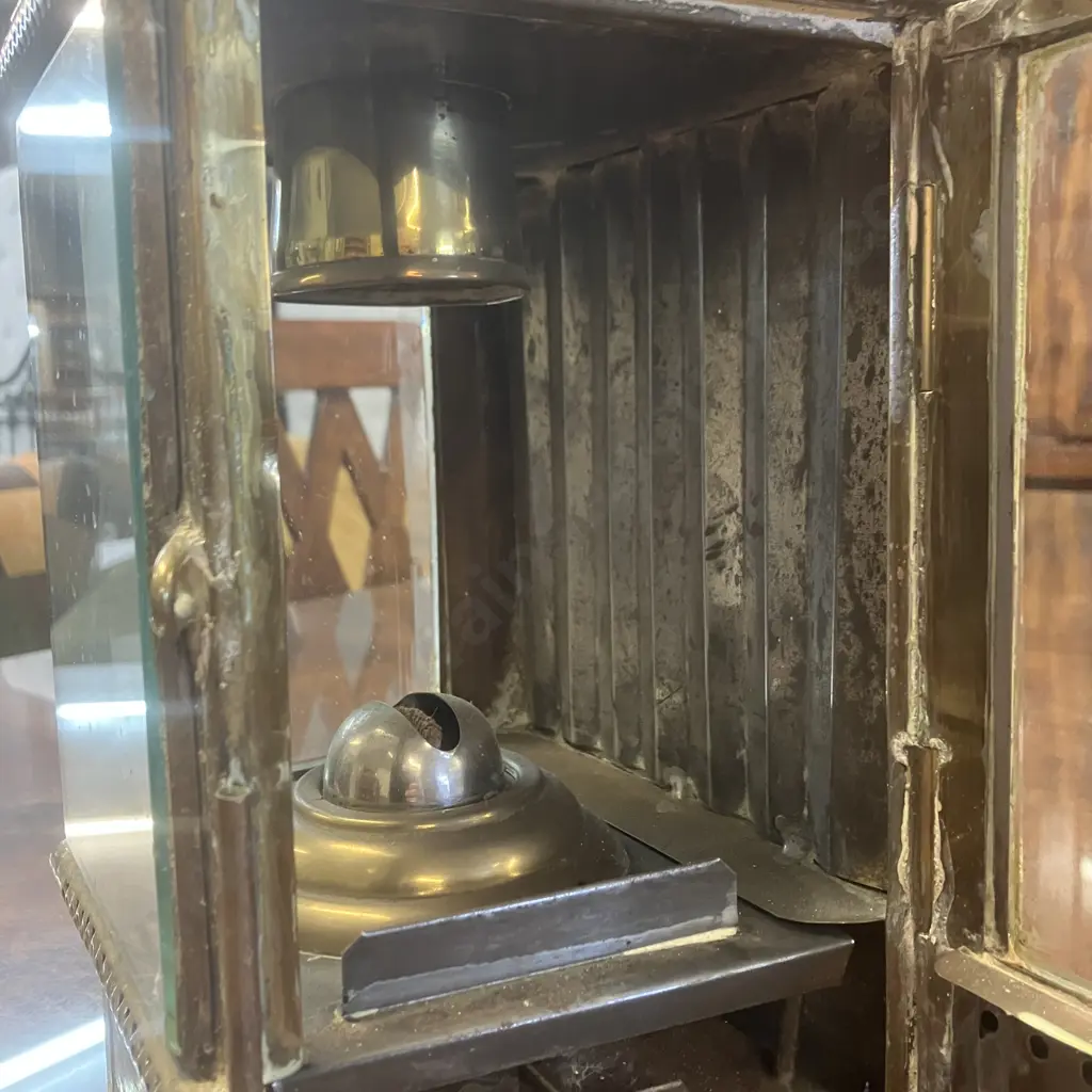 Antique W” HARVIE & Co. LTD Brass Cabin Lantern, Late 1800’s – Early 1900’s. H38cm Image 1++