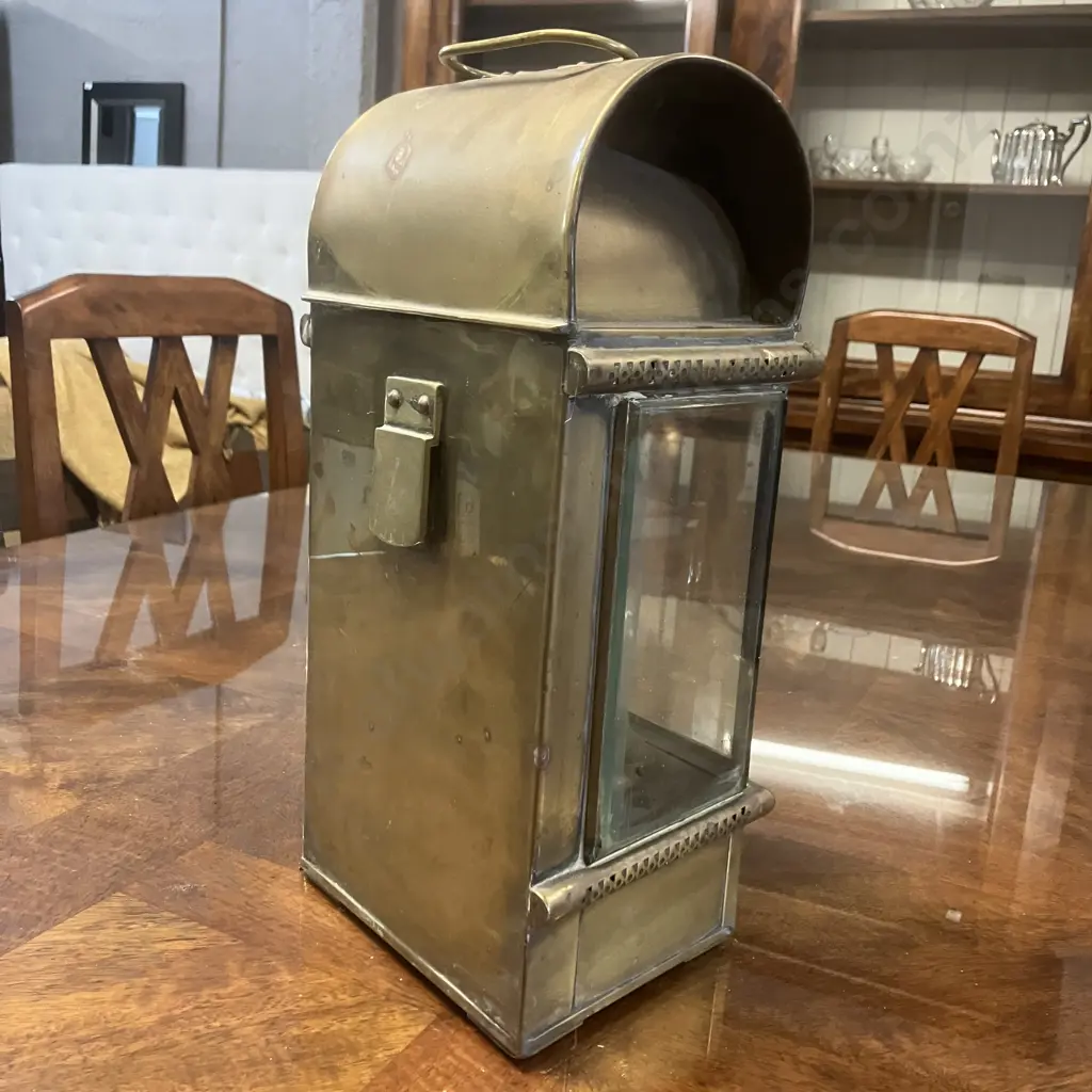 Antique W” HARVIE & Co. LTD Brass Cabin Lantern, Late 1800’s – Early 1900’s. H38cm Image 1++