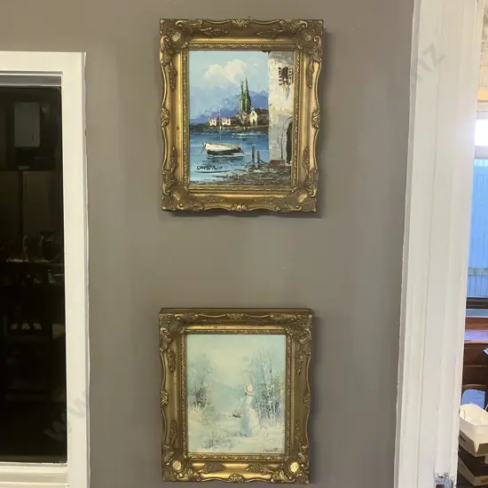 Pair of Signed Original Oil Paintings In Gilt Ornate Frames. 34 x 28.5cm