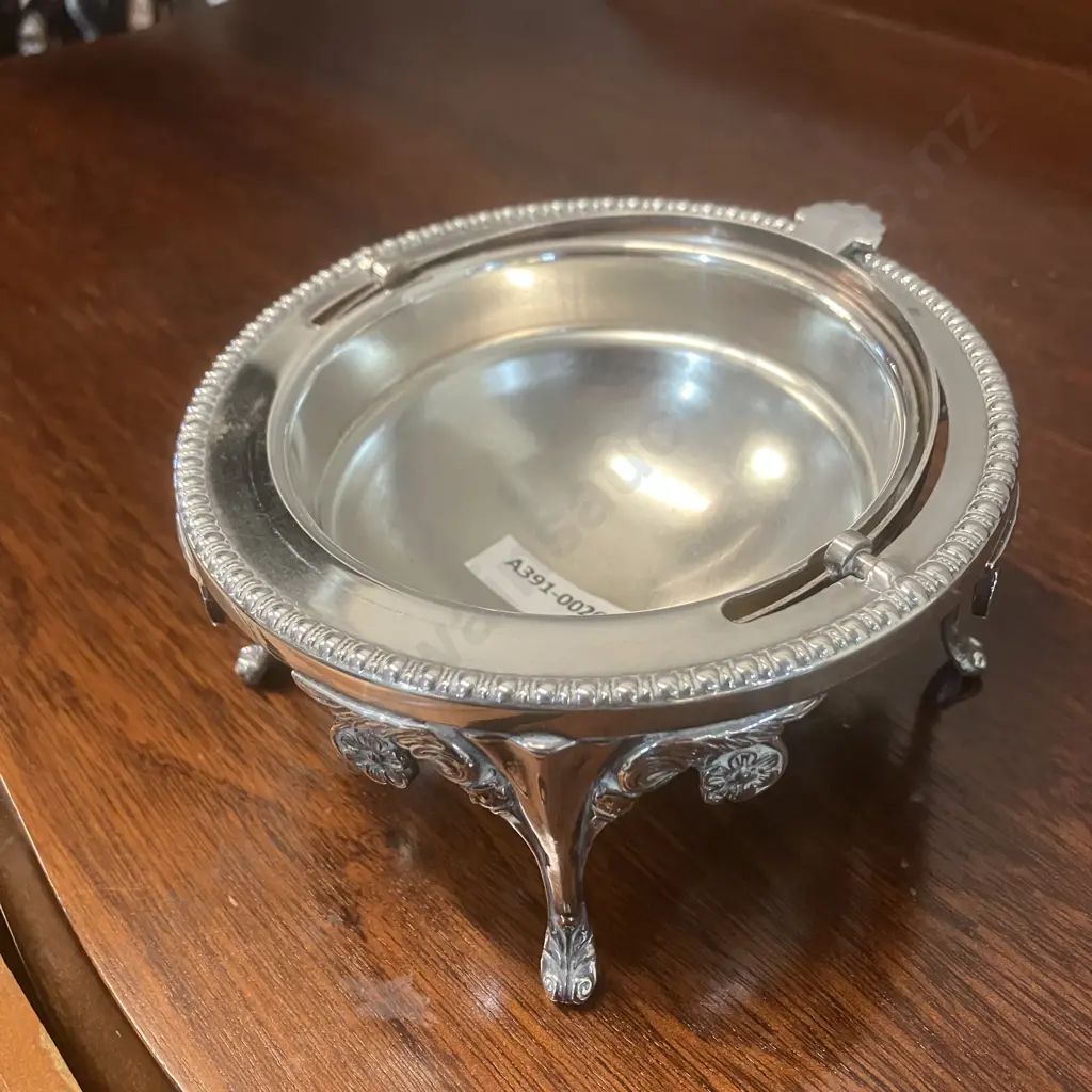 Vintage English Silver Plate Roll-top Dome Caviar Server, Butter Dish - Walker & Hall Image 1++