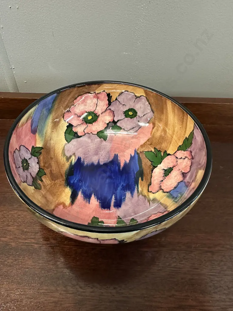 H&K Tunstall Floral Peony Pansies  Pottery Bowl H10,Dia22cm. Image 1++