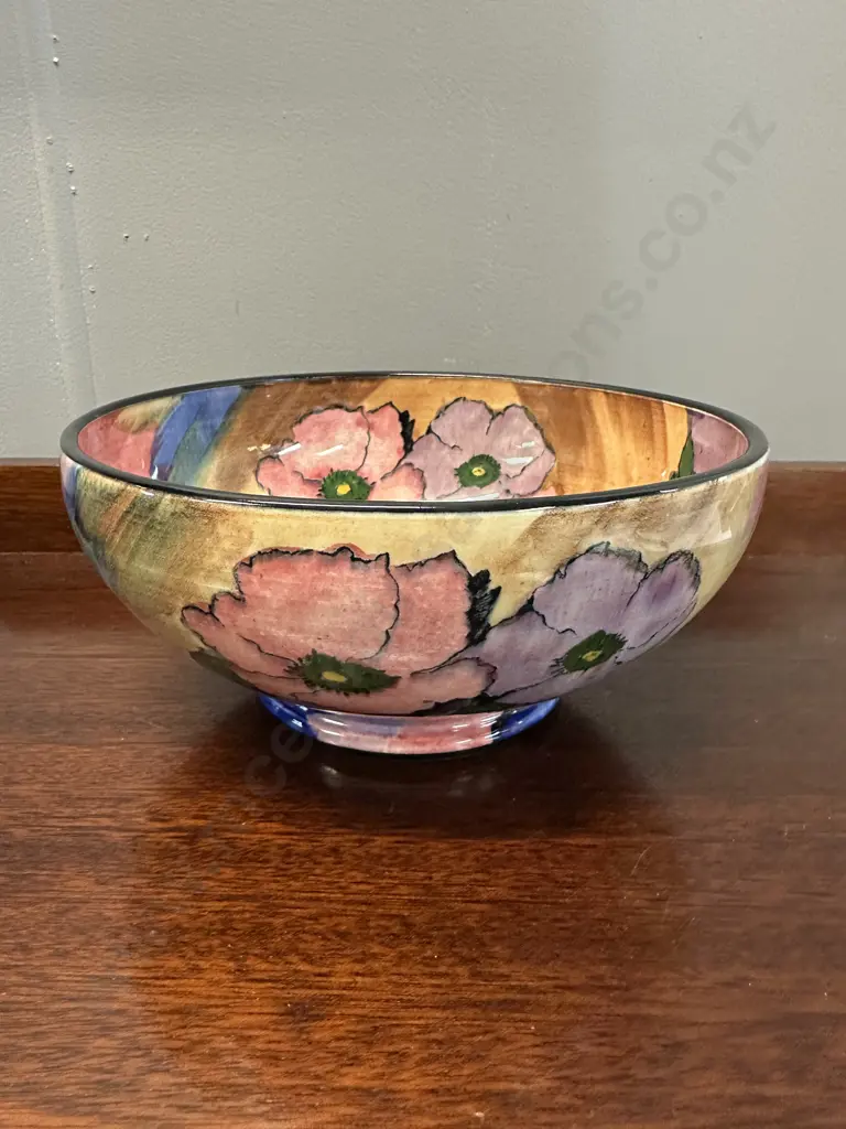 H&K Tunstall Floral Peony Pansies  Pottery Bowl H10,Dia22cm. Image 1++