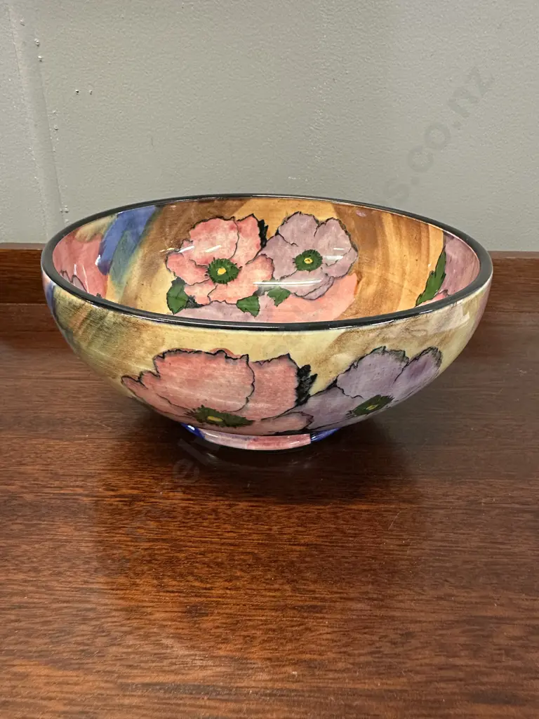 H&K Tunstall Floral Peony Pansies  Pottery Bowl H10,Dia22cm. Image 1++