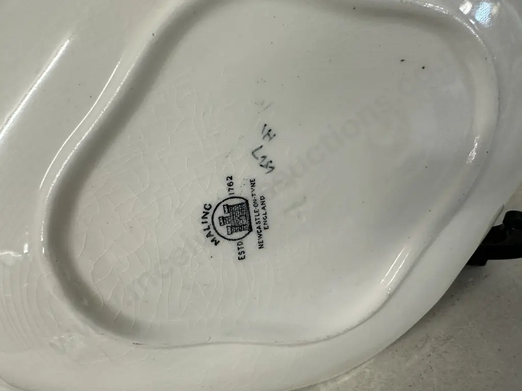 Vintage Maling Blossom Twin Handle Oval Dish #6567 H20,D28.5cm.  Image 1++