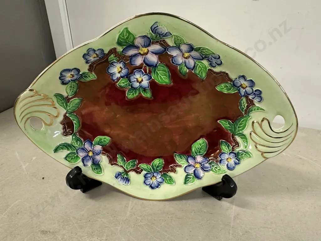 Vintage Maling Blossom Twin Handle Oval Dish #6567 H20,D28.5cm.  Image 1++