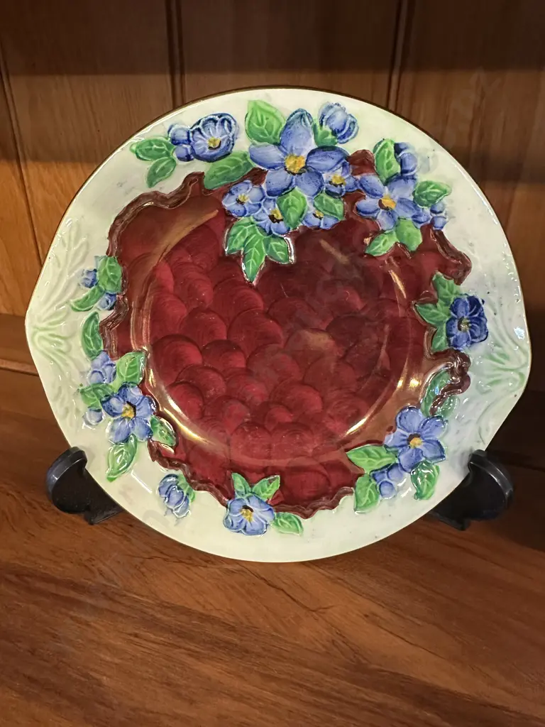 Vintage Maling Embossed Lustre Floral Serving Bowls x2 Image 1++