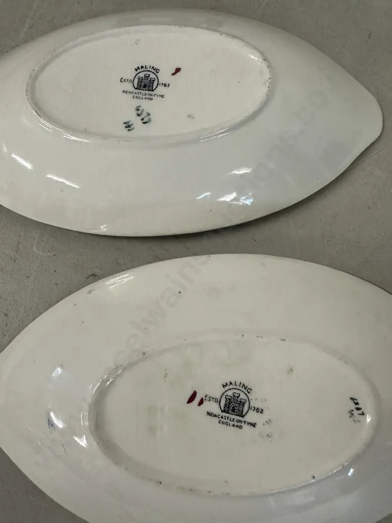 Vintage Maling Embossed Lustre Floral Thumb Print Oval Serving Dishes Image 1++