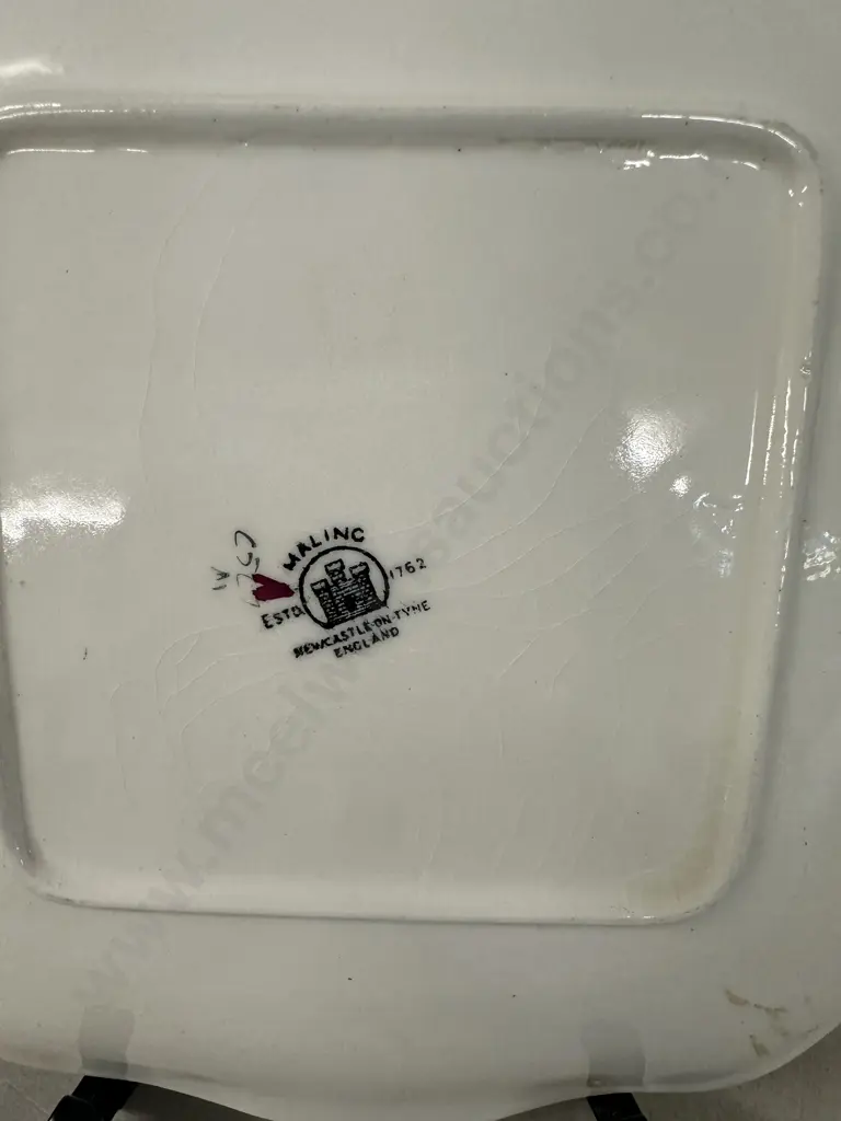Vintage Maling Embossed Lustre Floral Square Plate  Image 1++
