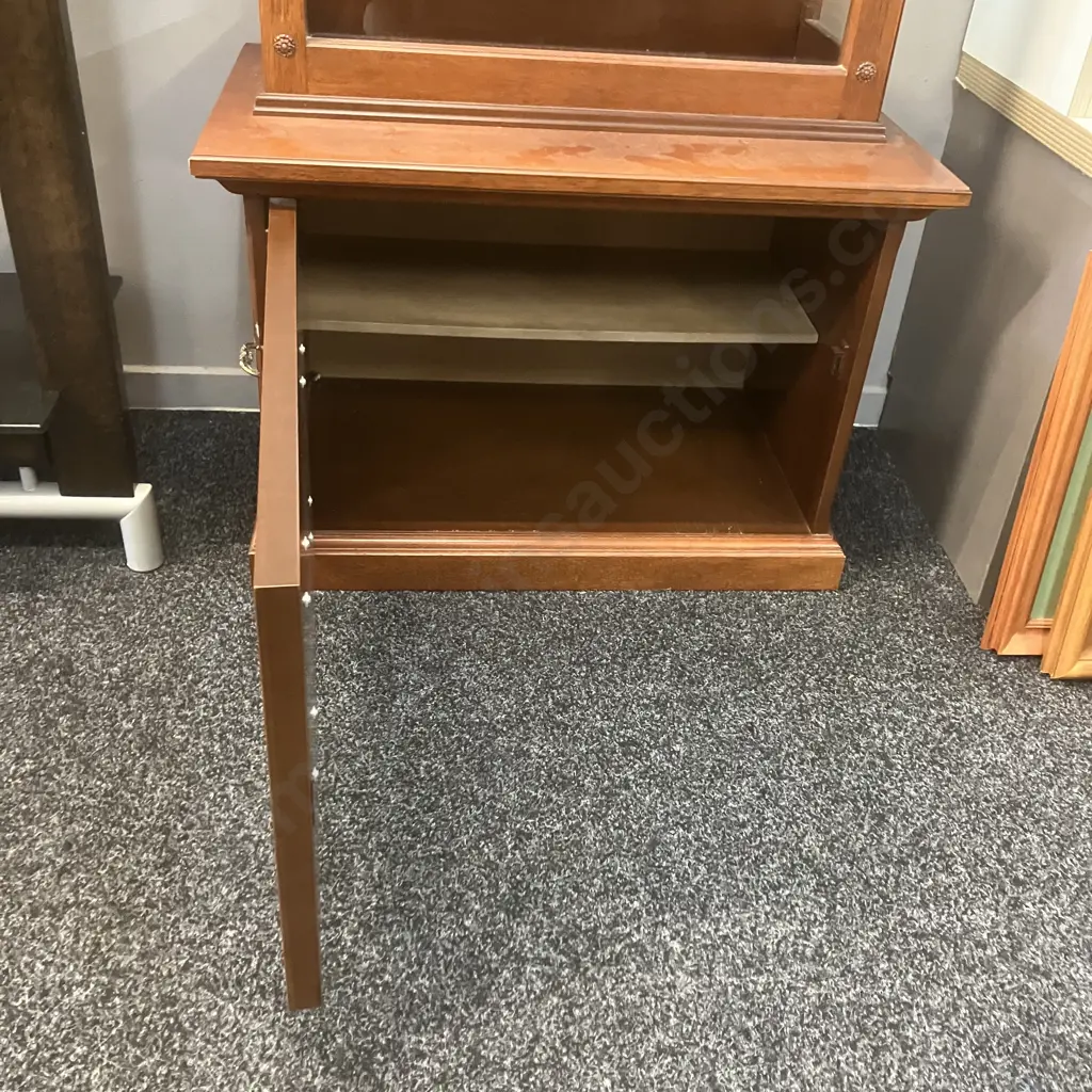 Mahogany Glazed Curio Cabinet, Opening Glass Side Doors, Door In Base, 3 Glass Shelves. H188 W73 D42cm Image 1++