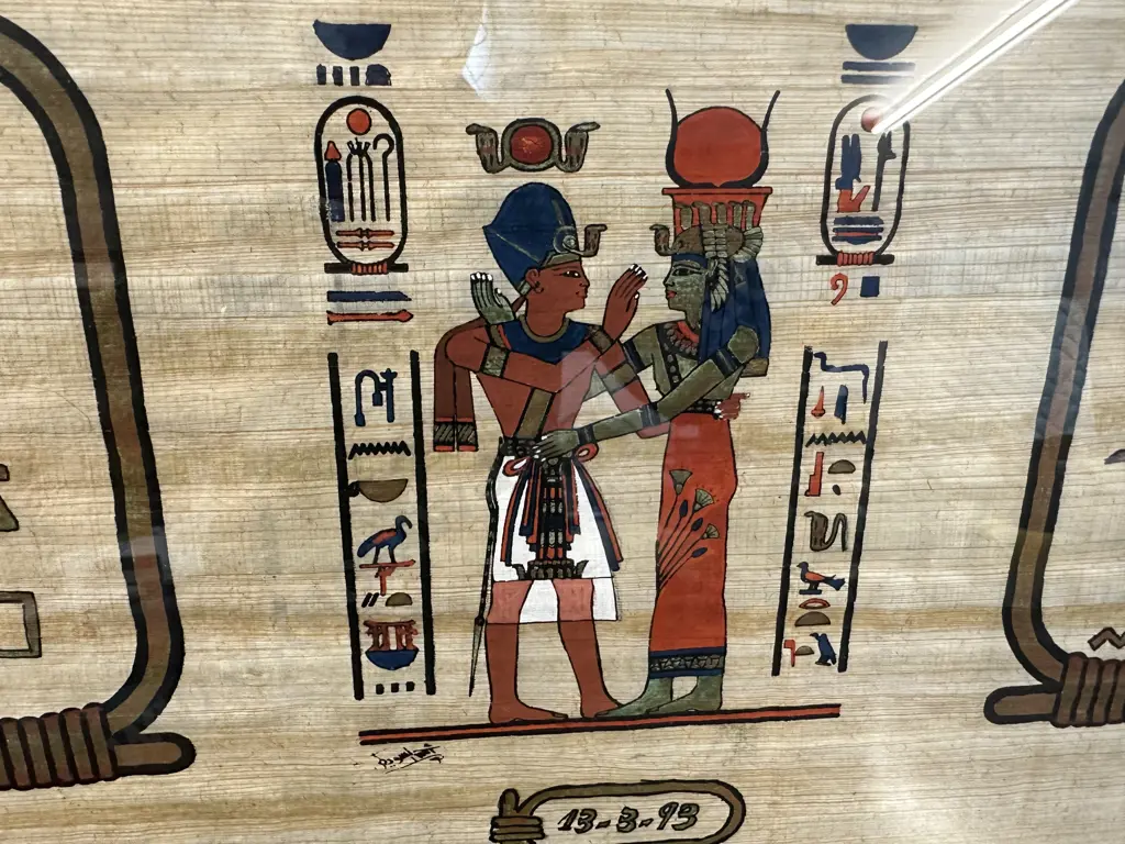 Gilt Framed Egyptian Art On Papyrus Paper Signed H40,W54cm. Image 1++