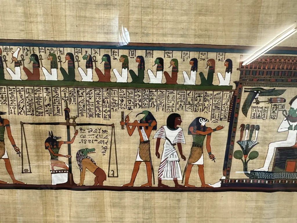 Gilt Framed Egyptian Art On Papyrus Paper Signed H35,W55cm. Image 1++
