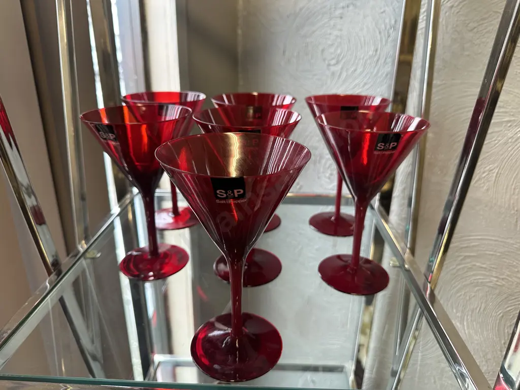 Salt & Pepper Winston Martini Ruby Red Glasses Image 1++