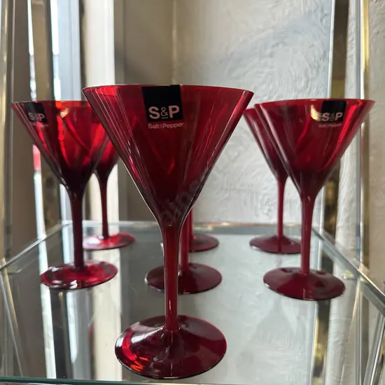 Salt & Pepper Winston Martini Ruby Red Glasses