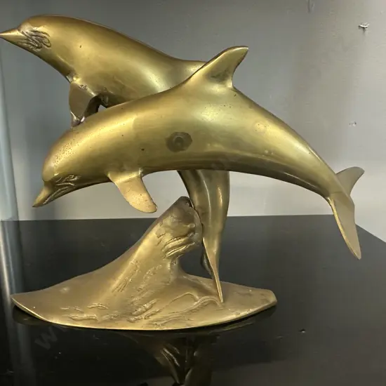 Vintage Brass Dolphin. 20 x 26cm