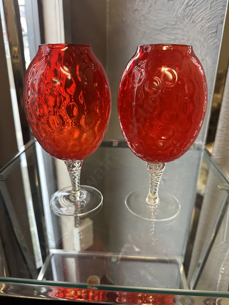 Pair Of Vintage Art Glass Vases H21cm. Image 1++