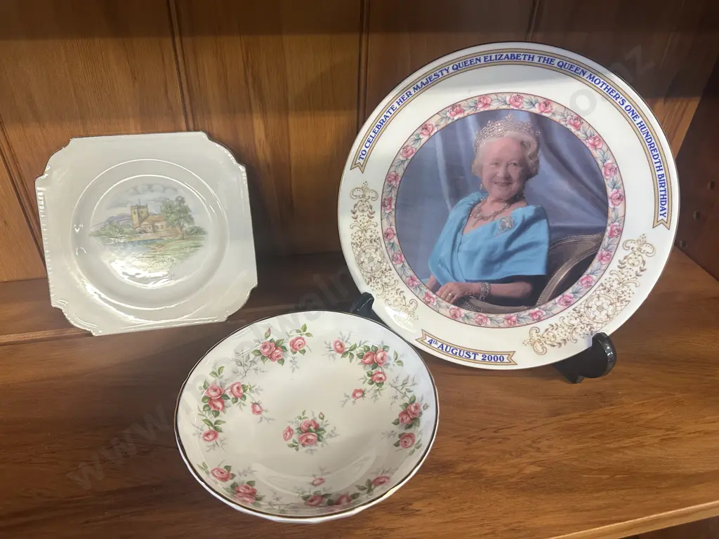 Vintage Aynsley Grotto Rosie Pedestal Dish #185, Commemorative Queen Mother 100th Birthday Plate Etc Image 1++