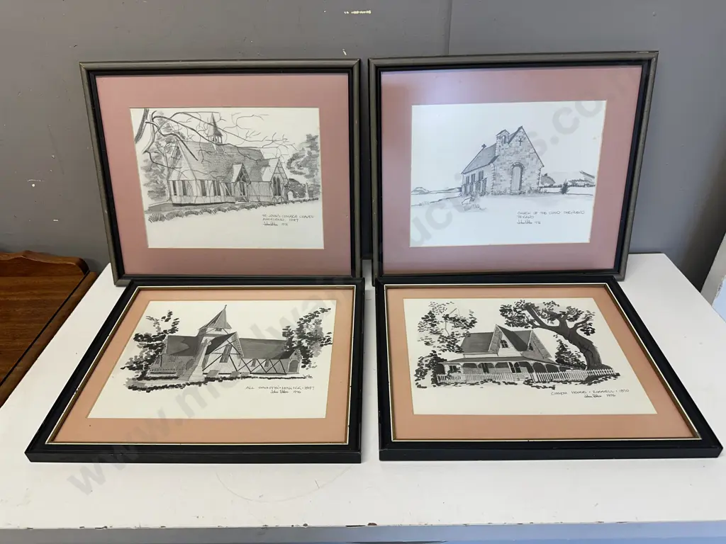 Assorted Framed Artwork By John Paton 1976 H35, W42cm & H32,W38cm. Image 1++