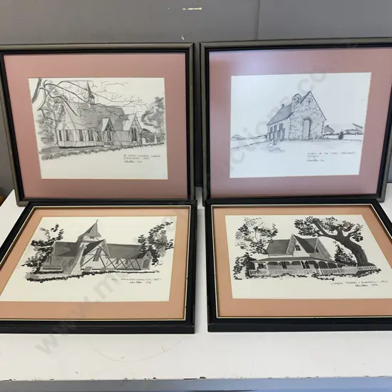 Assorted Framed Artwork By John Paton 1976 H35, W42cm & H32,W38cm.